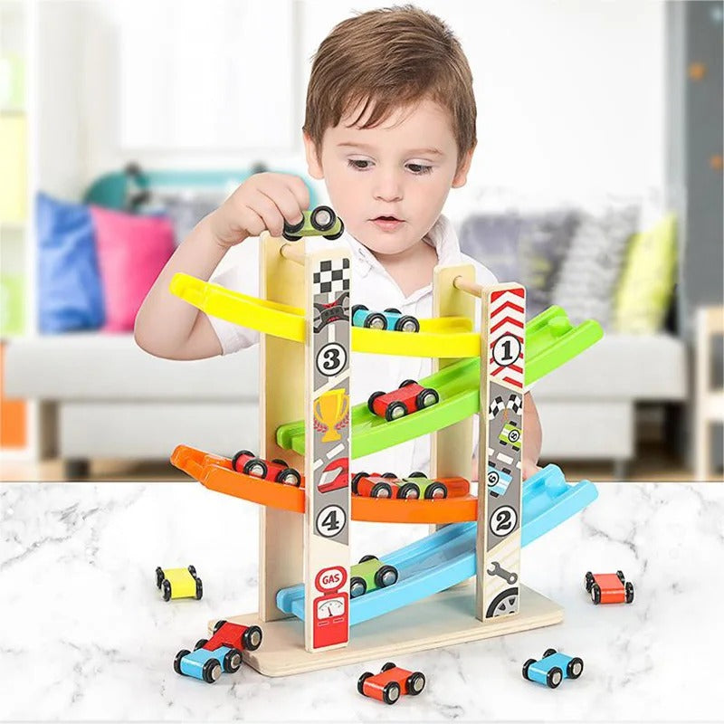 LiyaJoy™ SpeedRamp – Wooden Toddler Toy Car Track Set